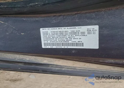 2018 Honda Odyssey Exl из США, поврежденный, VIN 5FNRL6H79JB109059